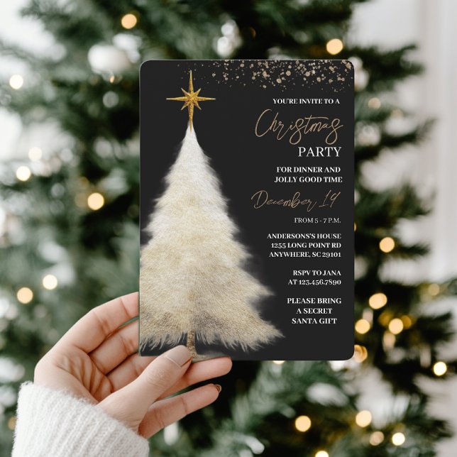 Elegant Black & Gold Christmas Party  Inbjudningar (Skapare uppladdad)