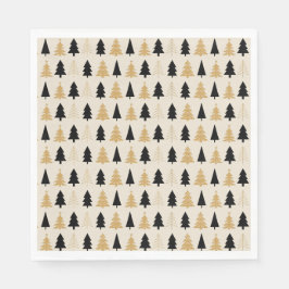 Elegant Black & Gold Christmas Tree Pappersservett