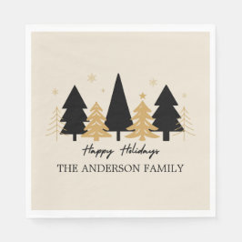 Elegant Black & Gold Christmas Tree Pappersservett