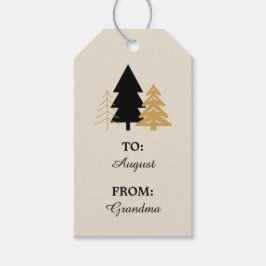 Elegant Black & Gold Christmas Tree Presentetikett