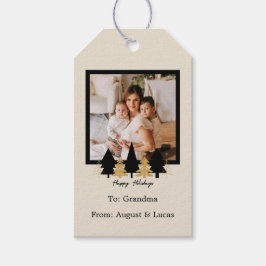 Elegant Black & Gold Christmas Tree Presentetikett