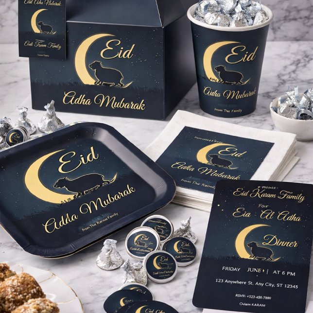 Elegant Black Gold Eid al-adha Dinner  Inbjudningar (Skapare uppladdad)