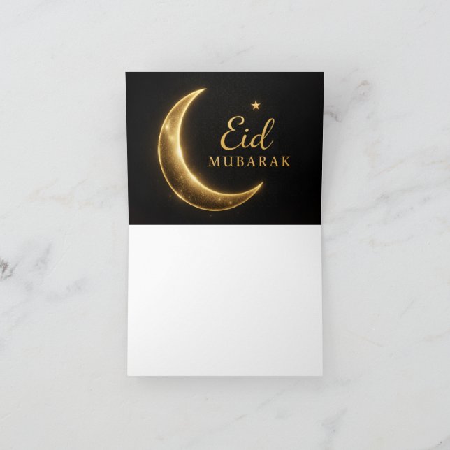 Elegant Black & Gold Eid Mubarak Card – Premium Is Tack Kort (Inuti)