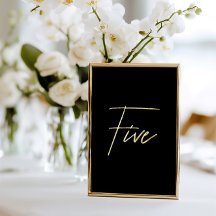 Elegant Black & Gold Foil Bröllop Bordsnummer