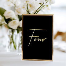 Elegant Black & Gold Foil Bröllop Bordsnummer