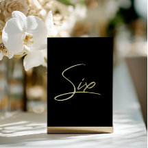 Elegant Black & Gold Foil Bröllop Bordsnummer
