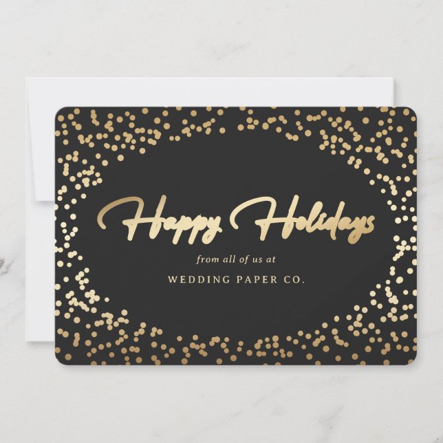 Elegant Black Gold Foil Hand Lettered Business Julkort (Framsida)