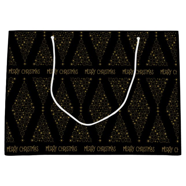 Elegant Black Gold Foil jul Gräs Träd (Framsidan)