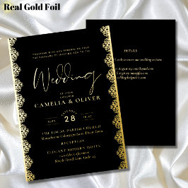 Elegant Black Gold Foil Snöre Vintage bröllop