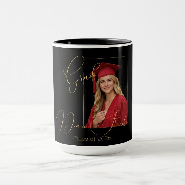 Elegant Black & Gold Graduation  Mugg (Center)