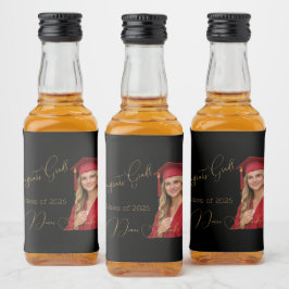 Elegant Black & Gold Graduation Spritflaskor Etikett
