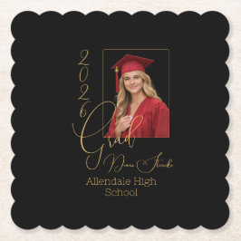 Elegant Black & Gold Graduation Underlägg Papper