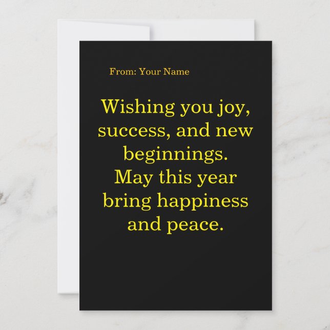 Elegant Black & Gold Happy New Year Greeting Card Inbjudningar (Baksida)