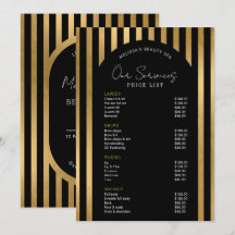 Elegant Black & Gold Lashes Hair Spa Price List