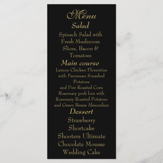 Elegant Black & Gold Menu card Meny (Framsida)