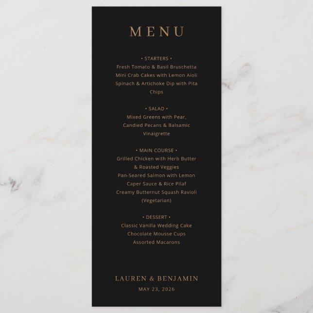 Elegant Black Gold Menu Meny (Framsida)