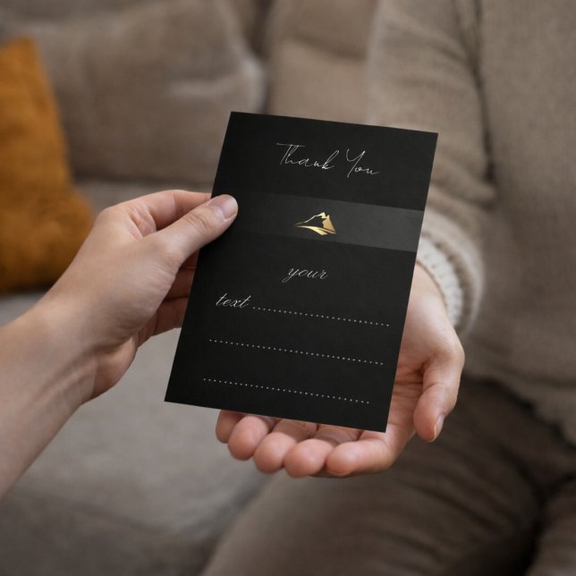 Elegant Black & Gold Minimalist Thank You Card Tack Kort (Skapare uppladdad)