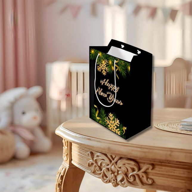 Elegant Black & Gold New Year Gift Bag (Skapare uppladdad)