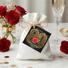 Elegant Black Gold Red Rose Floral 80th Birthday Gåvor Etiketter