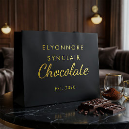 Elegant Black Gold Script Chocolate