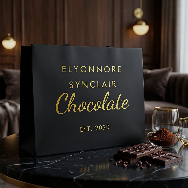 Elegant Black Gold Script Chocolate (Skapare uppladdad)