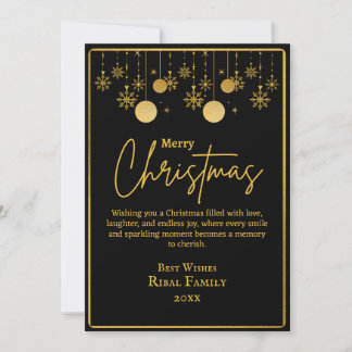 Elegant Black & Gold Snowflake Merry Christmas  Inbjudningar