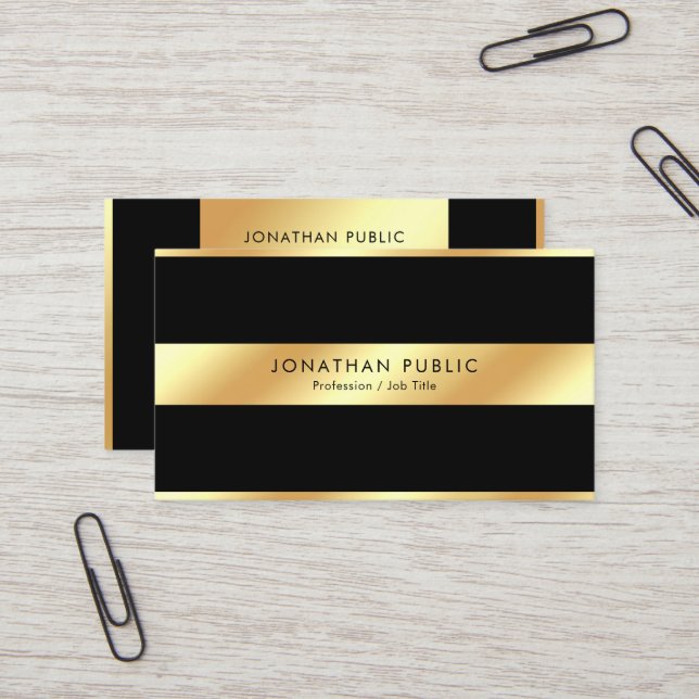 Elegant Black & Gold Template Professional Modern Visitkort (Fram/Back In Situ)