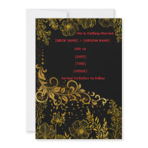 Elegant Black & Gold Wedding Invitation | Luxury
