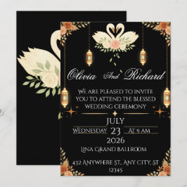 Elegant Black & Gold Wedding Invitation Template Inbjudningar