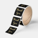 Elegant Black Gold Wedding Thank You Sticker Rolls Fyrkantigt Klistermärke<br><div class="desc">Beautiful, high-quality, simple, modern, minimalist, elegant faux gold on black stylish typography script font, chic, thank you classic square stickers roll for easy storage and efficient application. Labels on a roll make it quick and effortless to peel and apply, whether by hand or with a dispenser. Roll labels are compact...</div>