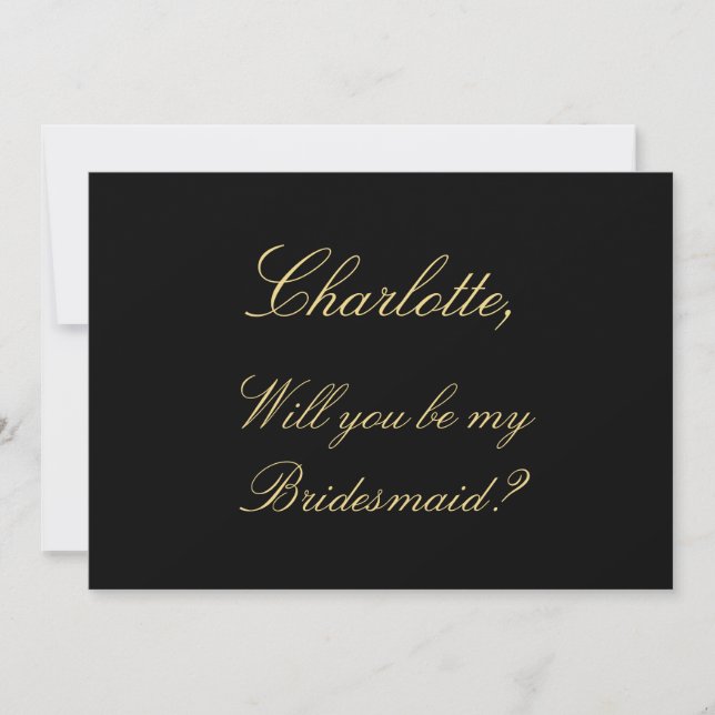 Elegant Black Golden Beige Bridesmaid Frieri Inbjudningar (Framsida)