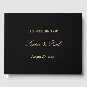 Elegant Black Golden Beige Bröllop Guest Bok