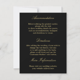 Elegant Black Golden Beige Bröllop-informationskor Inbjudningar