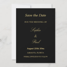 Elegant Black Golden Beige Bröllop spara datum