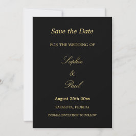 Elegant Black Golden Beige Bröllop spara datum Datumet