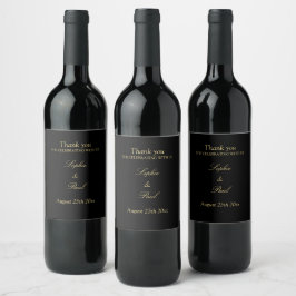 Elegant Black Golden Beige Bröllop Vin-etiketter Vinflaska Etikett