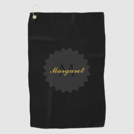 Elegant Black Golf Towel med Namn och initial