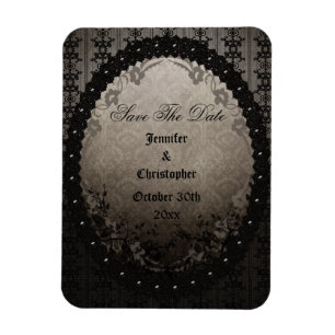 Elegant Black Gothic Ram Spara datumet Bröllop Magnet