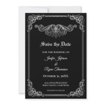 Elegant black Gothic wedding save the date