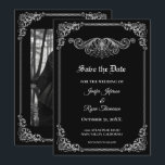 Elegant black Gothic wedding save the date Meddelande<br><div class="desc">This design can be personalized with your information. It may be further customized by choosing the click to "personalize" further option. You may change the text color and style. Please see more of this suite in my store. Contact me at mradamov@gmail.com or with message on zazzle if you wish to...</div>