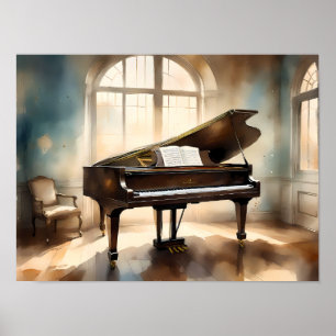 Elegant Black Grand Piano - Timless Music Poster