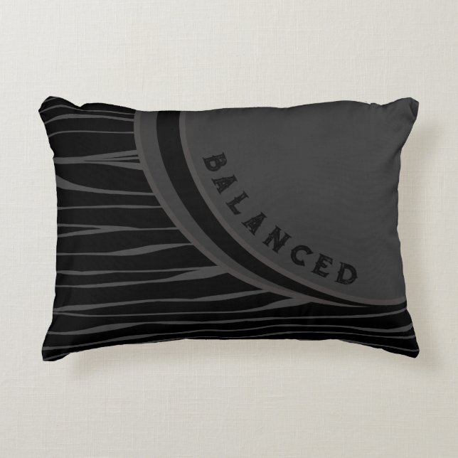 Elegant Black Grått Abstrakt Typography Balanced Prydnadskudde (Framsidan)