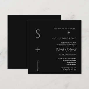 Elegant Black Grått Bröllop Square-inbjudan Inbjudningar