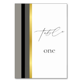 Elegant Black Grått Guld Rand Typografi Bröllop Bordsnummer