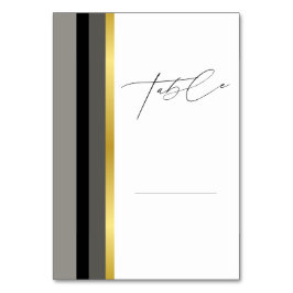 Elegant Black Grått Guld Rand Typografi Bröllop Bordsnummer