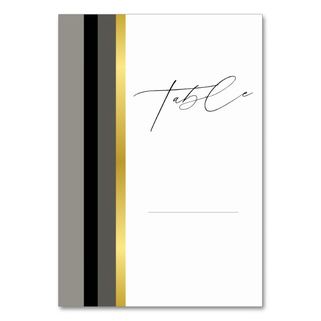 Elegant Black Grått Guld Rand Typografi Bröllop Bordsnummer (Framsidan)