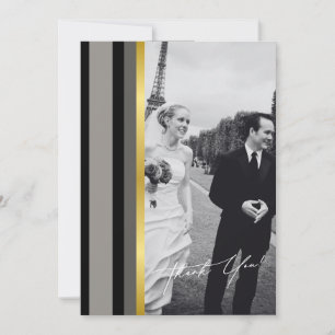 Elegant Black Grått Guld Rand Typografi Bröllop Tack Kort