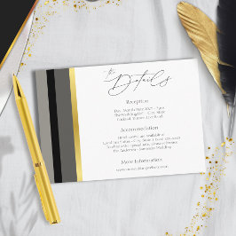Elegant Black Grått Guld Rand Typografi Bröllop Tilläggskort