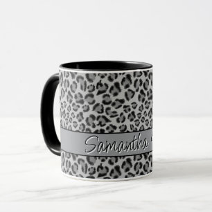 Elegant Black grått Leopard cheetah mönster Mugg