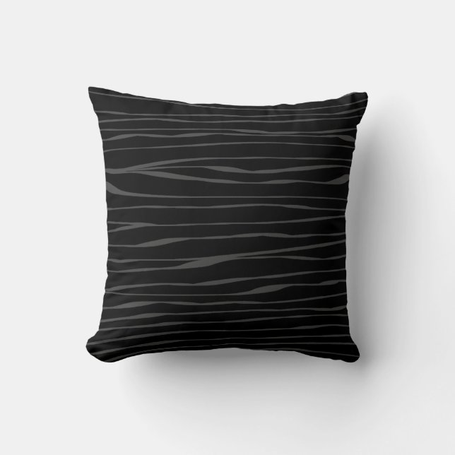 Elegant Black Grått Modern Abstrakt Zebra Kudde (Framsida)